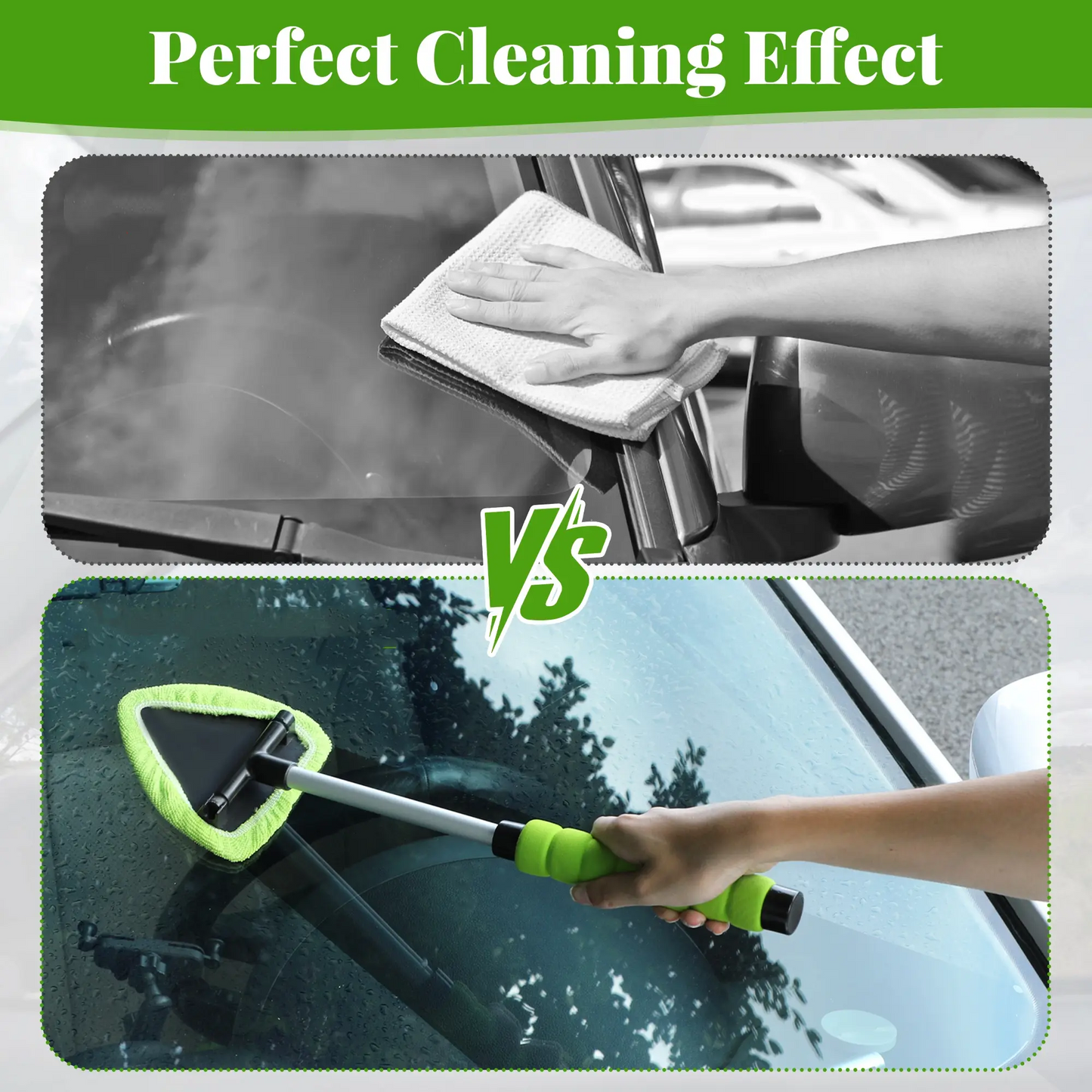 Car Windshield Cleaner with Extendable Handle & Microfiber Pads
