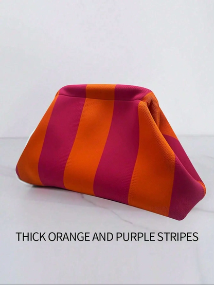 Women's Striped/rhombus/leaf/dot Cloud Handbag, Clip Closure Crossbody Bag, Lightweight Foldable for Daily Use, Gifts for Friends and Valentine's Day
