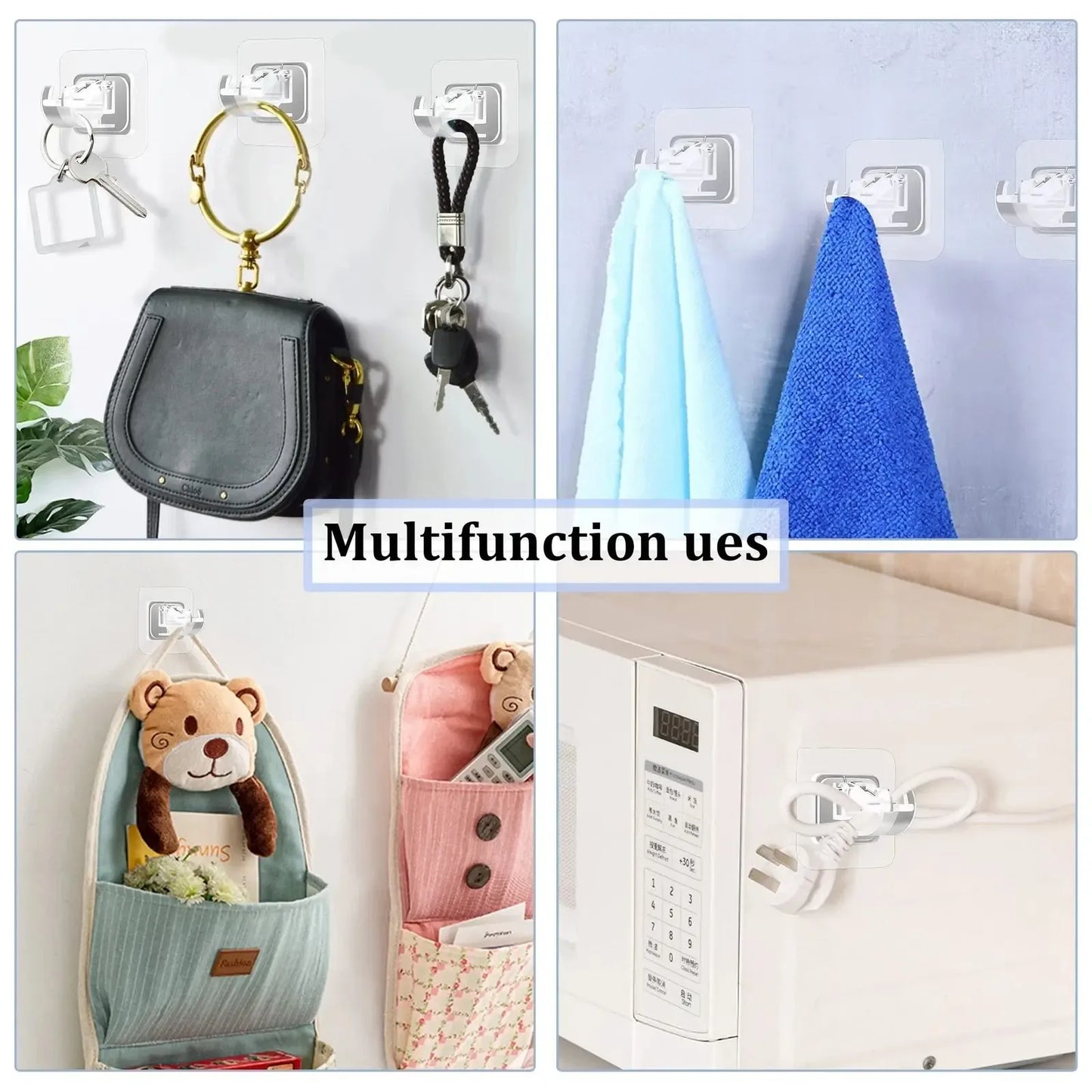 A set of 8PCS Curtain Rod Brackets with Clips,Transparent Drapery Hooks,Rod Hanging,Adjustable Rods Holder,Multipurposefor Curtain Rod Hooks for Livingroom Bathroom Kitchen Bedroom Toilet Apartment,home essentials