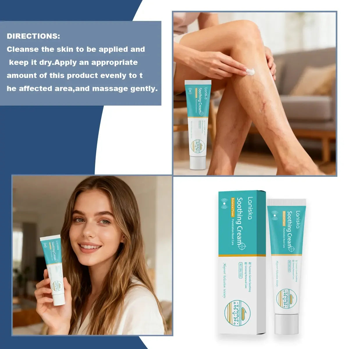 Leg Relief Gentle Herbal Varicose VeinsCream-External Use for Pain, Swelling, and Vein Repair |Soothing Massage Lotion for Body & SkinComfort-30g
