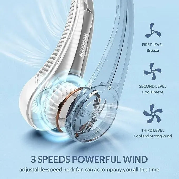 Hands-free neck fan for sports