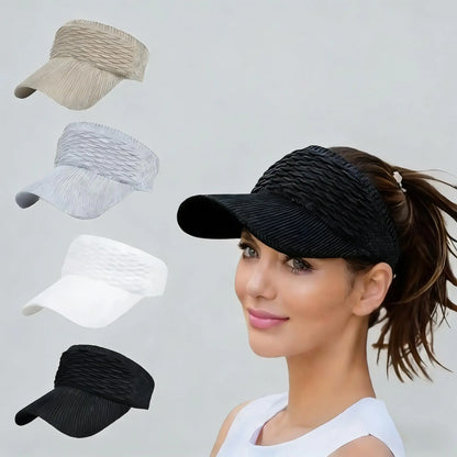 2Pcs Women's High Ponytail Sun Visor Hat