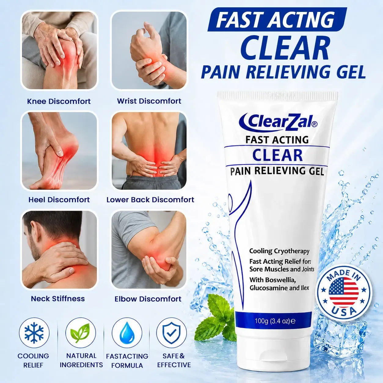 Soothing Cooling Gel 100g, Relieving Body Gel, Cooling with Menthol and Frankincense, Helps Relieve Muscle Tension