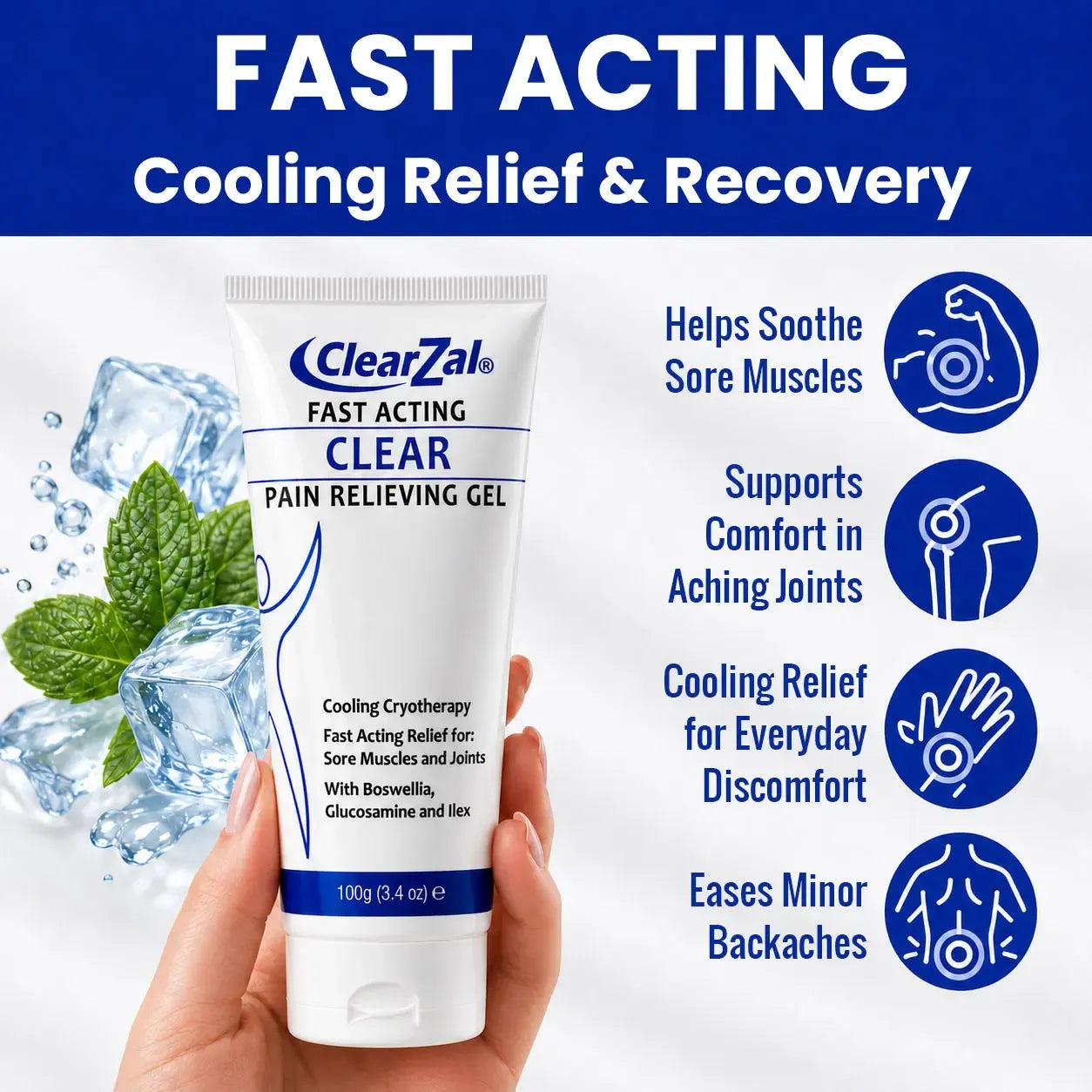 Soothing Cooling Gel 100g, Relieving Body Gel, Cooling with Menthol and Frankincense, Helps Relieve Muscle Tension