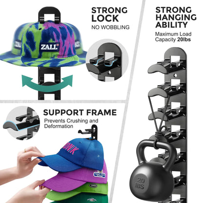 Hat Hook for Wall 2 Pack Hat Organizer Holds Up to 20 Hats