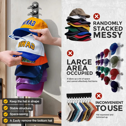 Hat Hook for Wall 2 Pack Hat Organizer Holds Up to 20 Hats