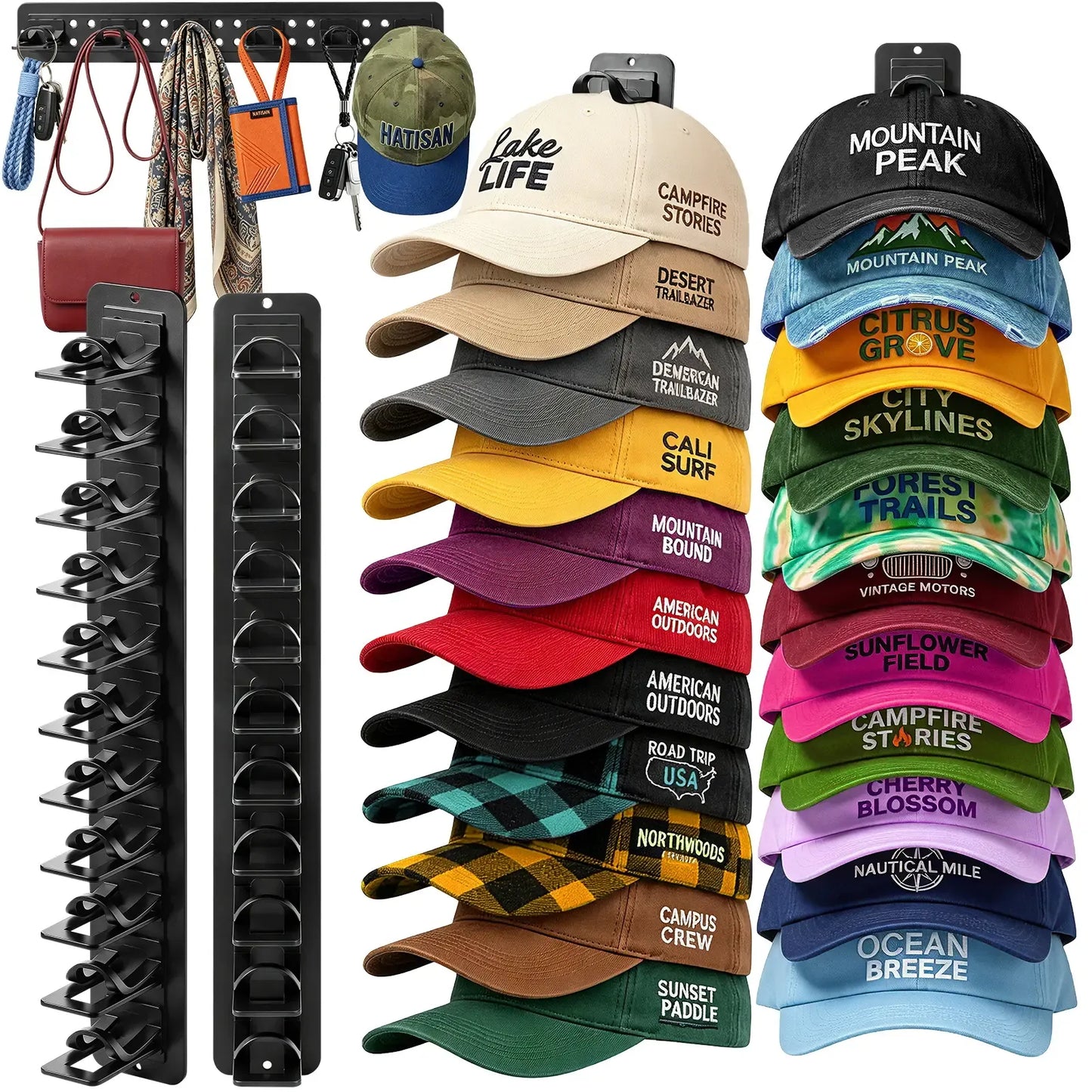 Hat Hook for Wall 2 Pack Hat Organizer Holds Up to 20 Hats