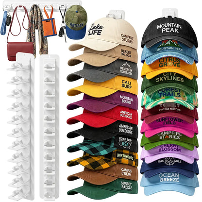 Hat Hook for Wall 2 Pack Hat Organizer Holds Up to 20 Hats