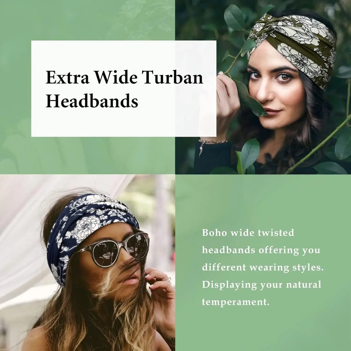 Cubidupi 6 Pack Boho Wide Headbands for Women, Stretchy Breathable Yoga Workout Headwraps, Fashion Hair Accessories for Women, Female, One Size