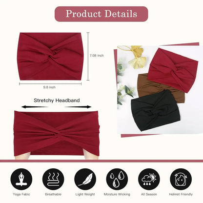 Cubidupi 6 Pack Boho Wide Headbands for Women, Stretchy Breathable Yoga Workout Headwraps, Fashion Hair Accessories for Women, Female, One Size
