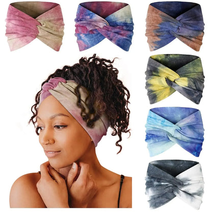 Cubidupi 6 Pack Boho Wide Headbands for Women, Stretchy Breathable Yoga Workout Headwraps, Fashion Hair Accessories for Women, Female, One Size