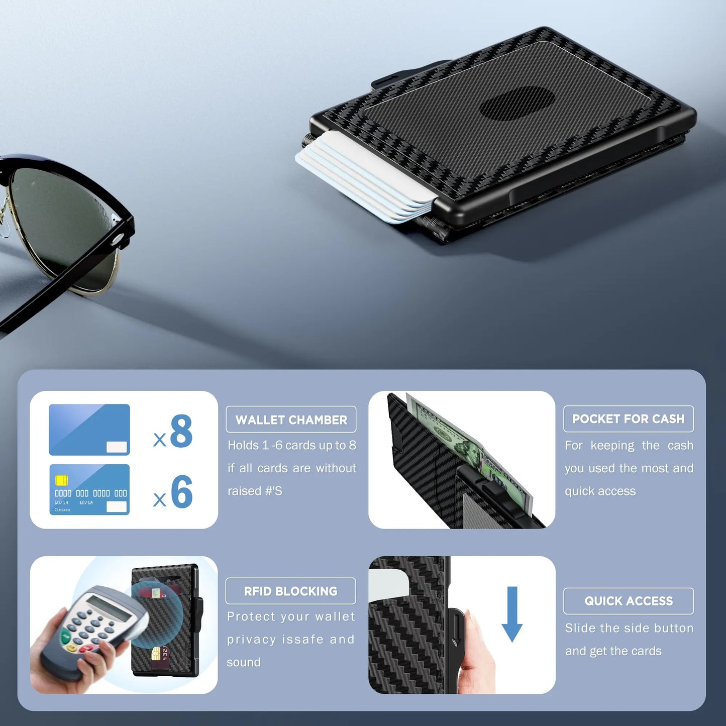 Men's Pop-Up Aluminum Wallet with RFID Blocking