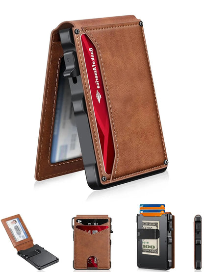 Men's Slim Aluminum Wallet with RFID Blocking – Pop-Up Card Holder