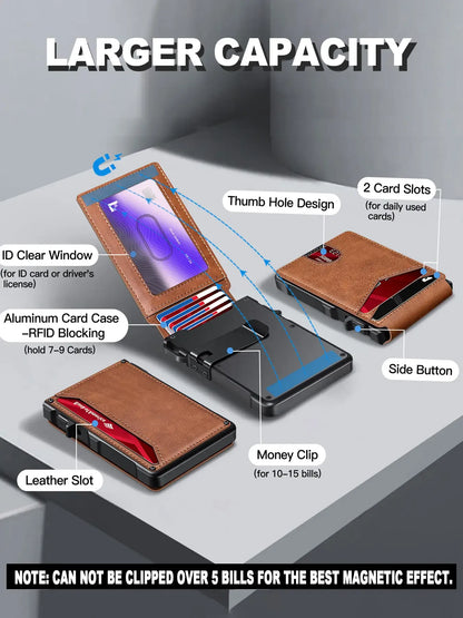 Men's Slim Aluminum Wallet with RFID Blocking – Pop-Up Card Holder