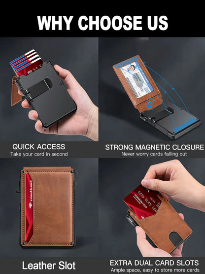 Men's Slim Aluminum Wallet with RFID Blocking – Pop-Up Card Holder