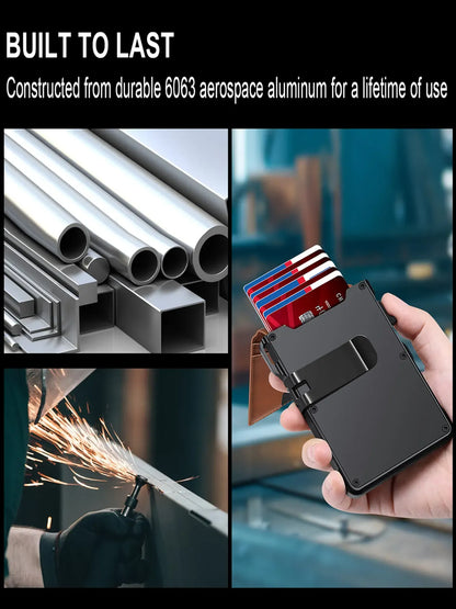 Men's Slim Aluminum Wallet with RFID Blocking – Pop-Up Card Holder