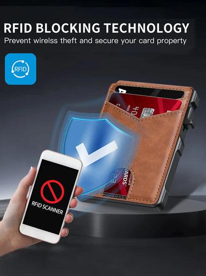 Men's Slim Aluminum Wallet with RFID Blocking – Pop-Up Card Holder