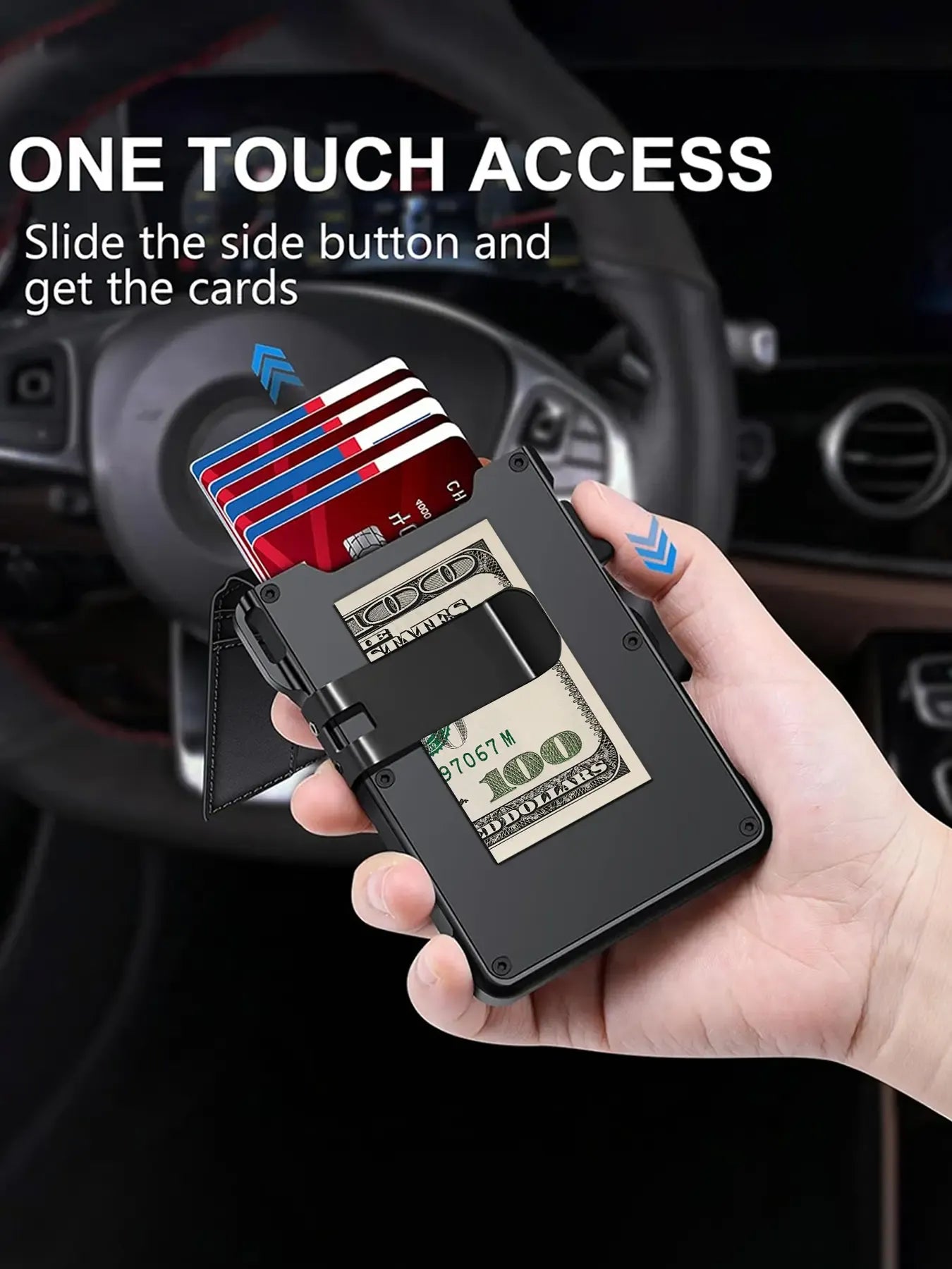 Men's Slim Aluminum Wallet with RFID Blocking – Pop-Up Card Holder