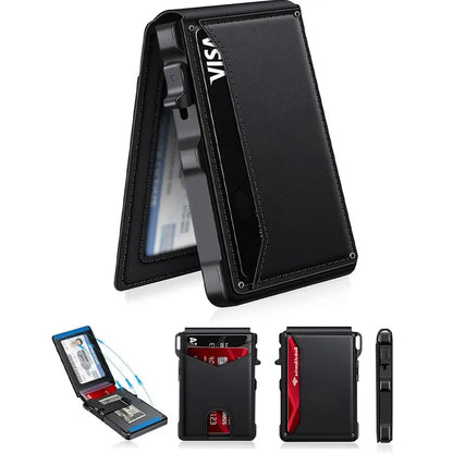 Men's Slim Aluminum Wallet with RFID Blocking – Pop-Up Card Holder