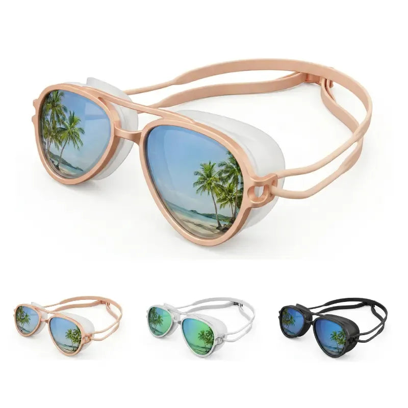 Retro Aviator Swimming Goggles – Anti-Fog, UV Protection, Adjustable Strap
