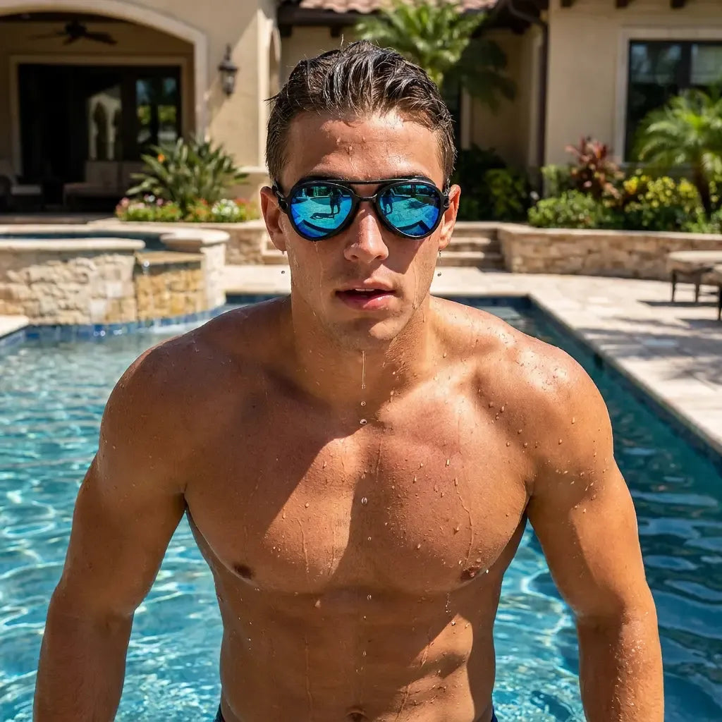 Retro Aviator Swimming Goggles – Anti-Fog, UV Protection, Adjustable Strap