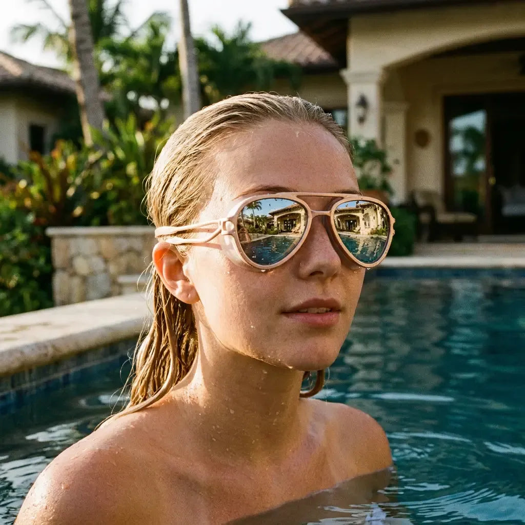 Retro Aviator Swimming Goggles – Anti-Fog, UV Protection, Adjustable Strap