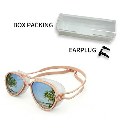 Retro Aviator Swimming Goggles – Anti-Fog, UV Protection, Adjustable Strap