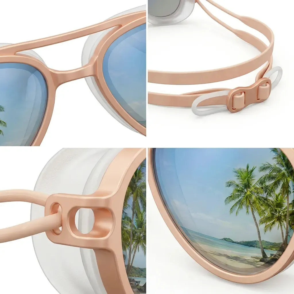 Retro Aviator Swimming Goggles – Anti-Fog, UV Protection, Adjustable Strap