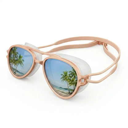 Retro Aviator Swimming Goggles – Anti-Fog, UV Protection, Adjustable Strap