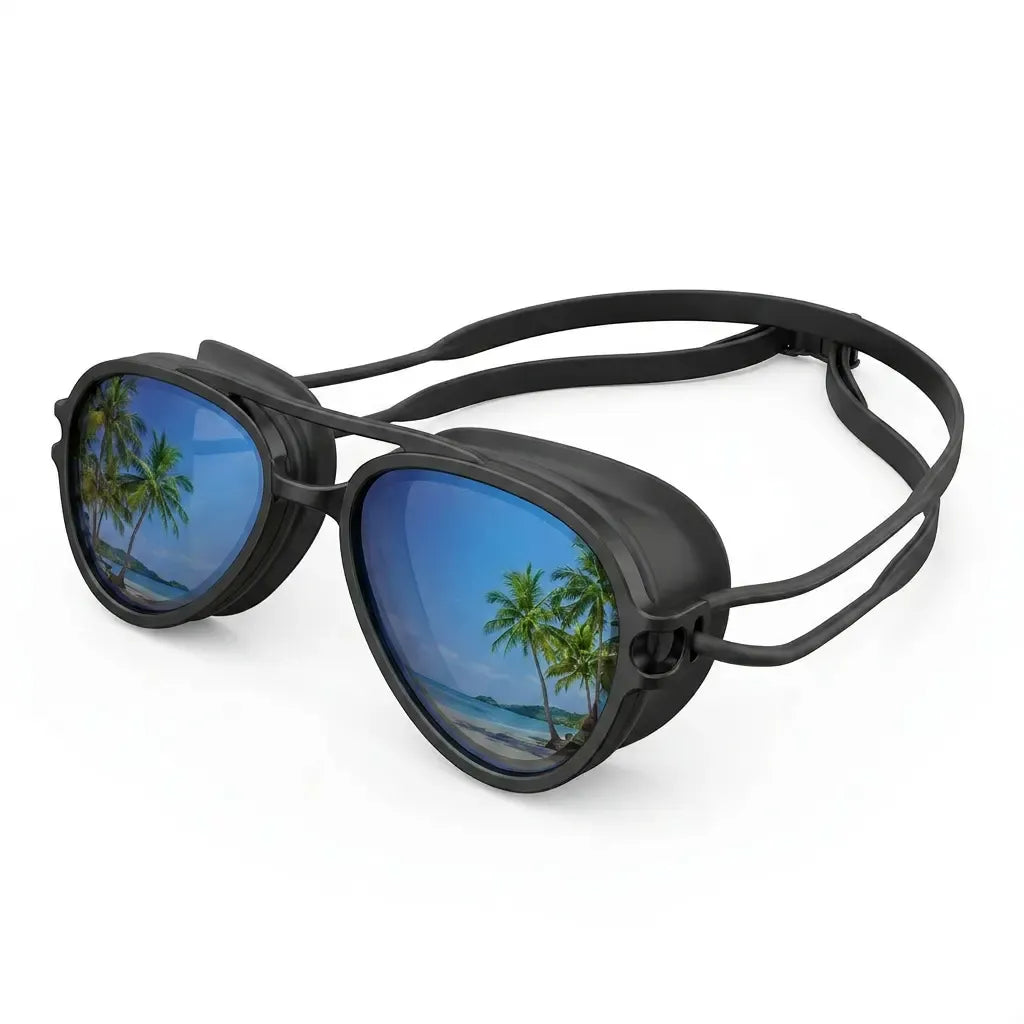 Retro Aviator Swimming Goggles – Anti-Fog, UV Protection, Adjustable Strap
