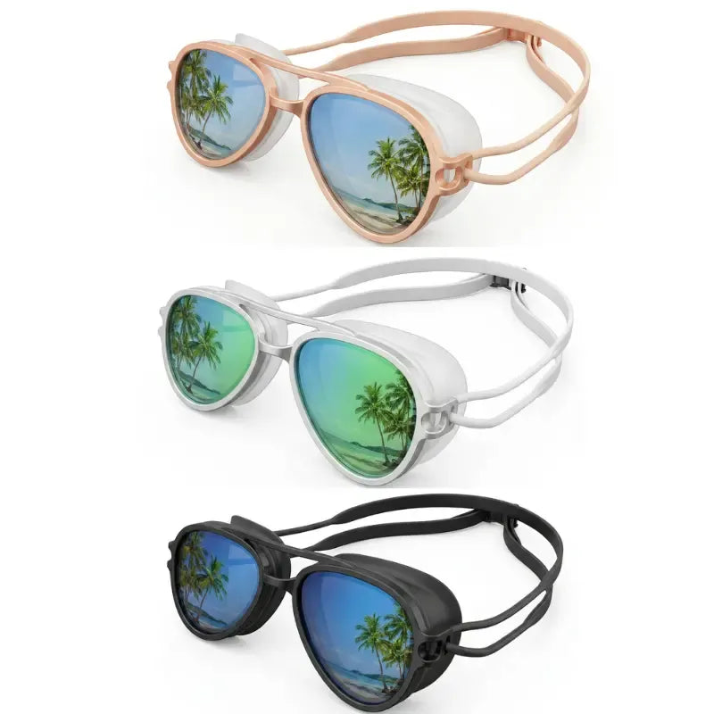 Retro Aviator Swimming Goggles – Anti-Fog, UV Protection, Adjustable Strap