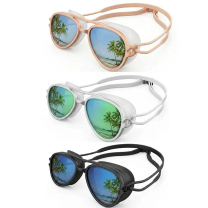 Retro Aviator Swimming Goggles – Anti-Fog, UV Protection, Adjustable Strap