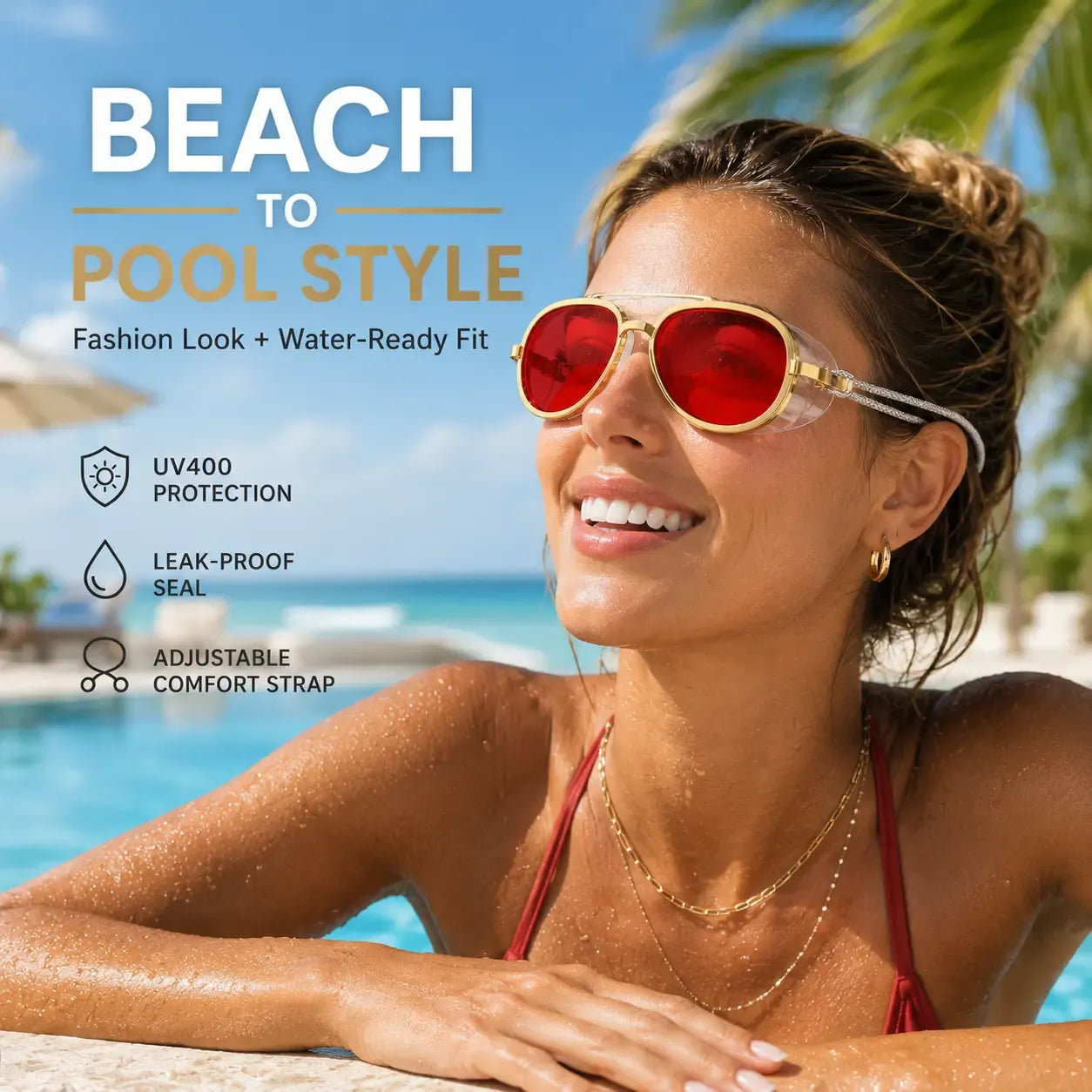 2-in-1 Polarized Swim Goggles & Sunglasses – Anti-Fog, UV Protection, Wide View