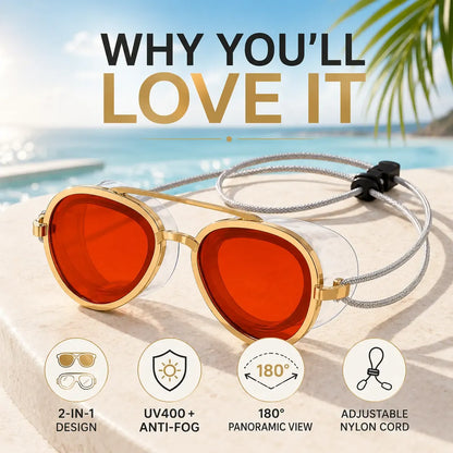 2-in-1 Polarized Swim Goggles & Sunglasses – Anti-Fog, UV Protection, Wide View
