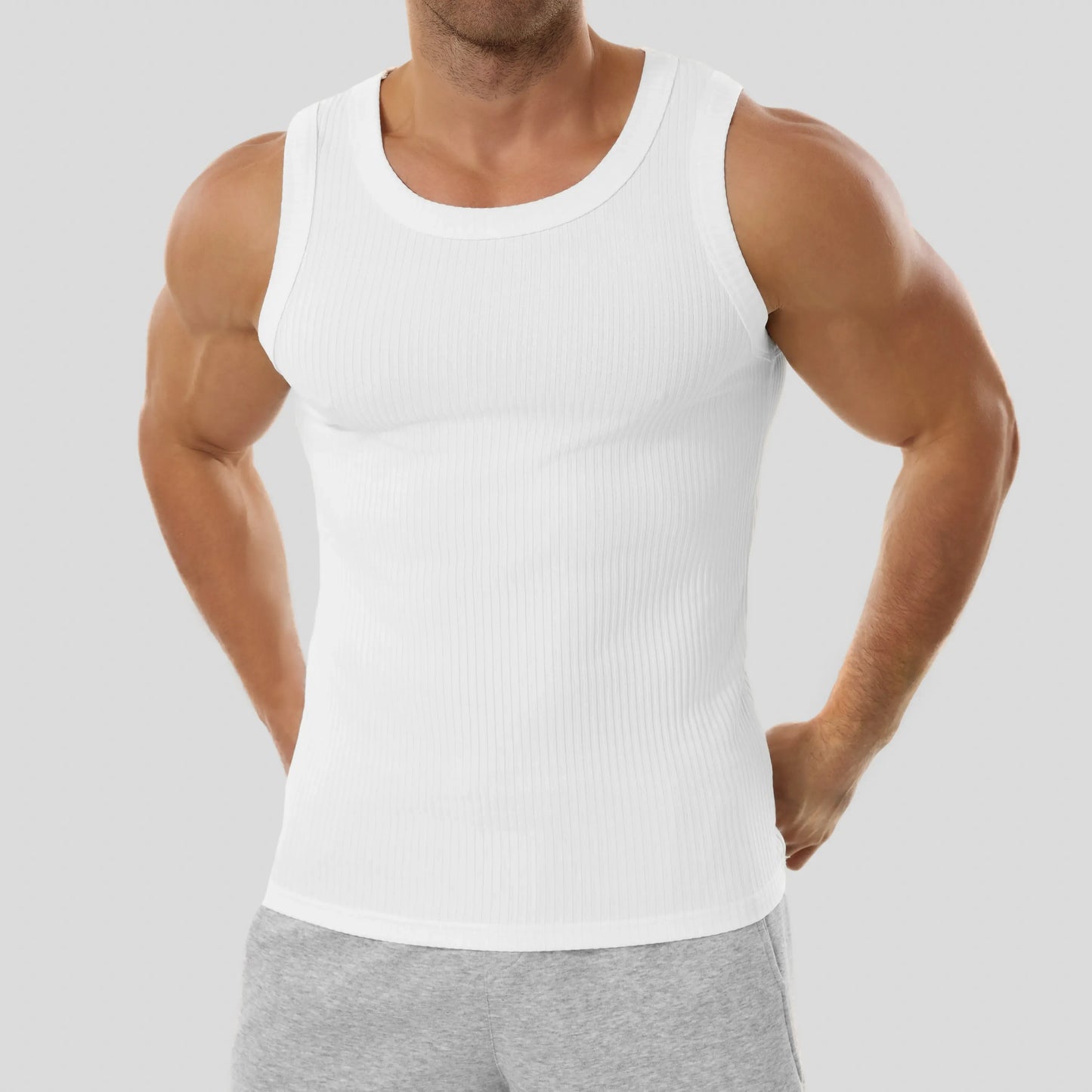 Men's Wide Strap Ribbed Tank Top