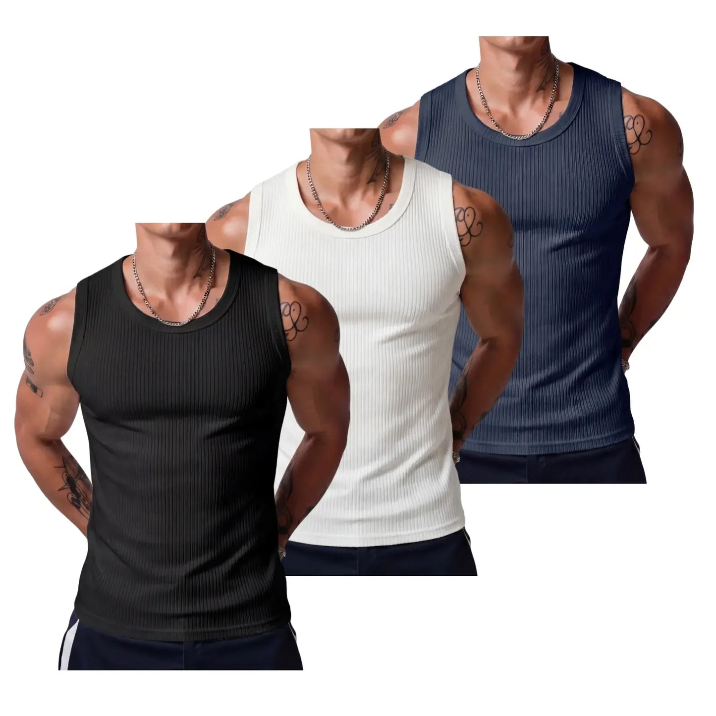 Men's Wide Strap Ribbed Tank Top