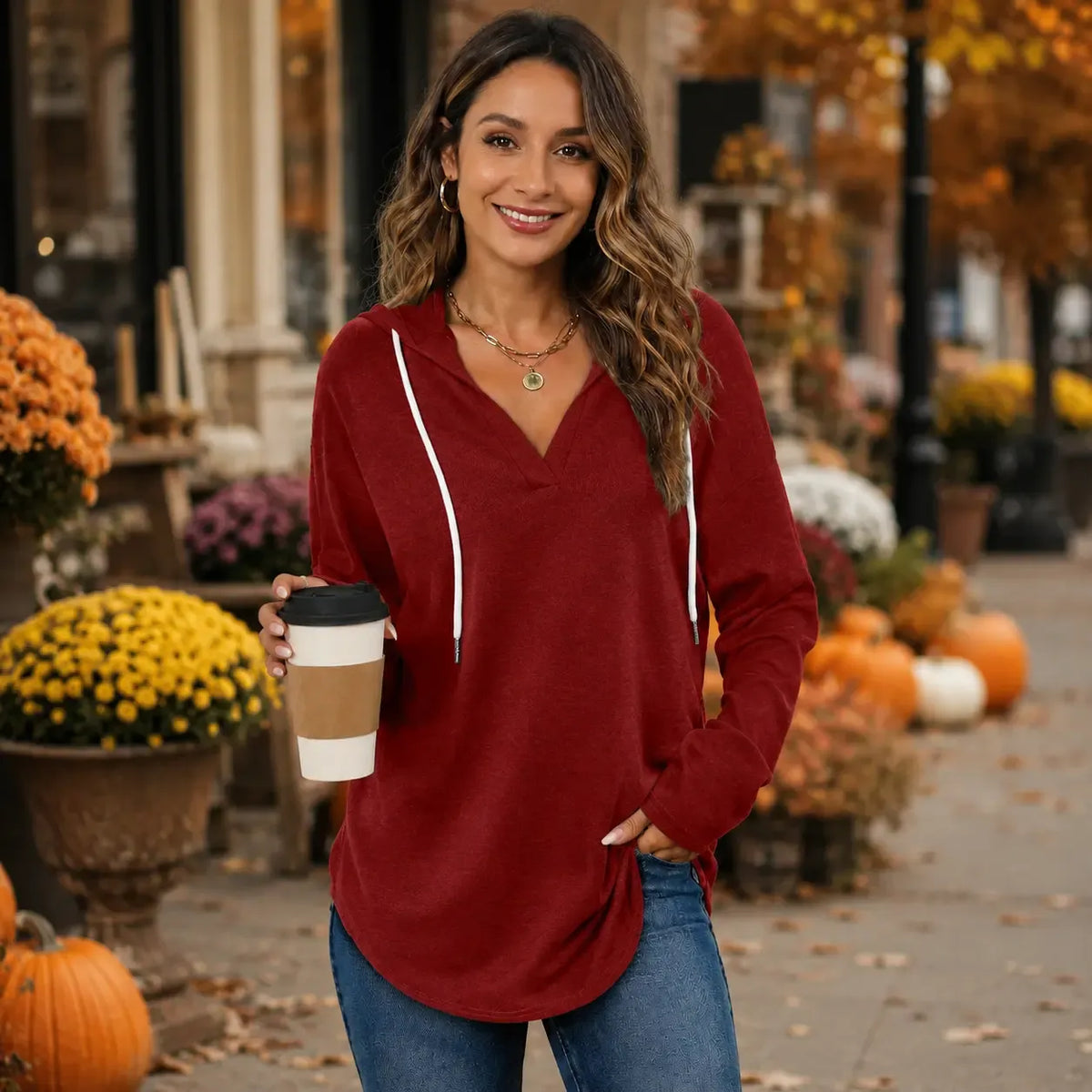 Women's Plaid Hoodie Tunic Top – Oversized Soft Pullover