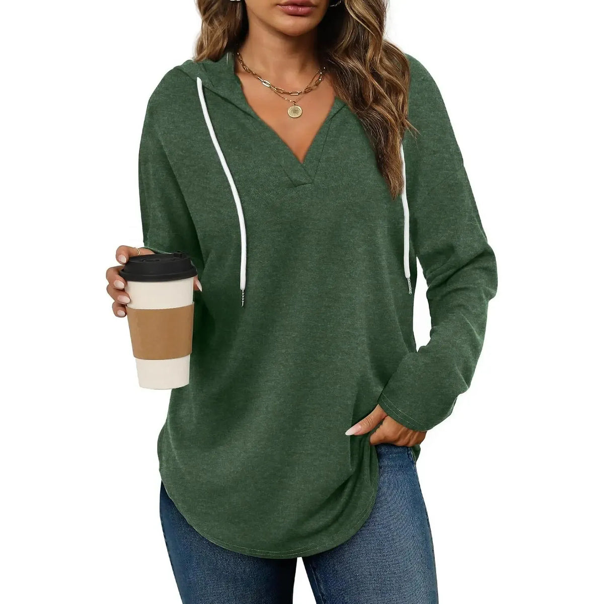 Women's Plaid Hoodie Tunic Top – Oversized Soft Pullover