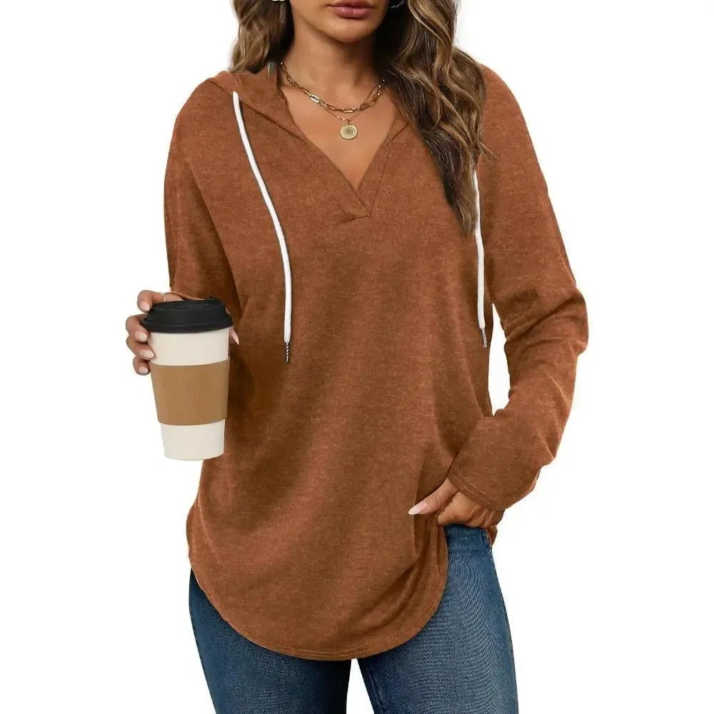 Women's Plaid Hoodie Tunic Top – Oversized Soft Pullover