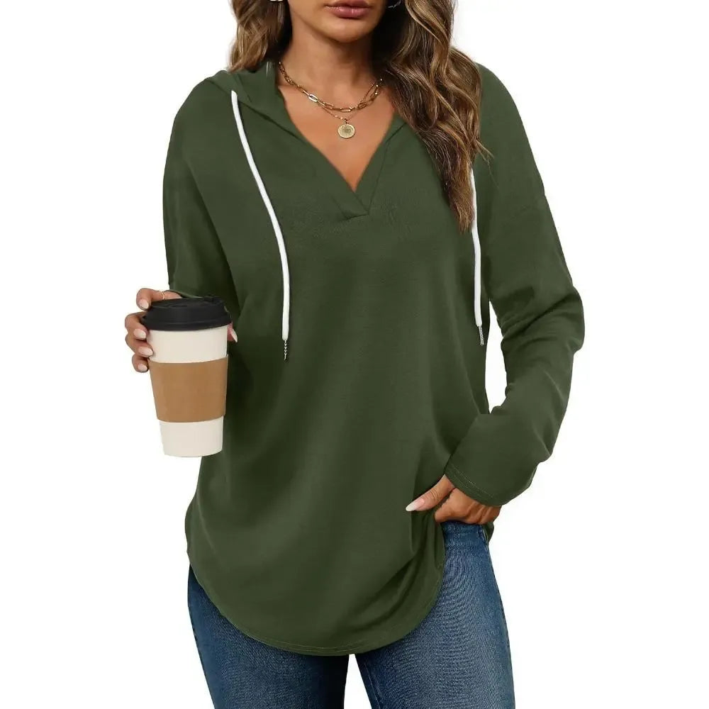 Women's Plaid Hoodie Tunic Top – Oversized Soft Pullover