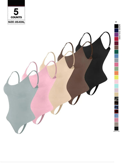 Seamless Shaping Body Sculpting Compression Fit Shapewear Spaghetti Strap Bodysuit