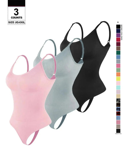 Seamless Shaping Body Sculpting Compression Fit Shapewear Spaghetti Strap Bodysuit