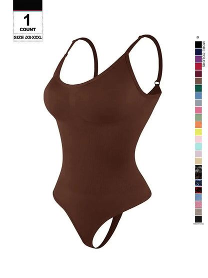 Seamless Shaping Body Sculpting Compression Fit Shapewear Spaghetti Strap Bodysuit