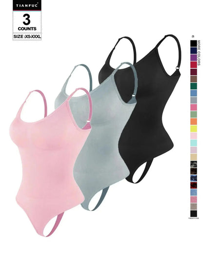 Seamless Shaping Body Sculpting Compression Fit Shapewear Spaghetti Strap Bodysuit