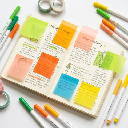 Transparent Pull-Out Glitter Sticky Notes (12 Boxes, 960 Total) - Office Stationery, Back to School Essentials, Student Study Notes, Strong Adhesion, Quality Paper, 80 Per Pad, 50 Reuses, No Residue Desk Accessory, School Supplies Shopping Item