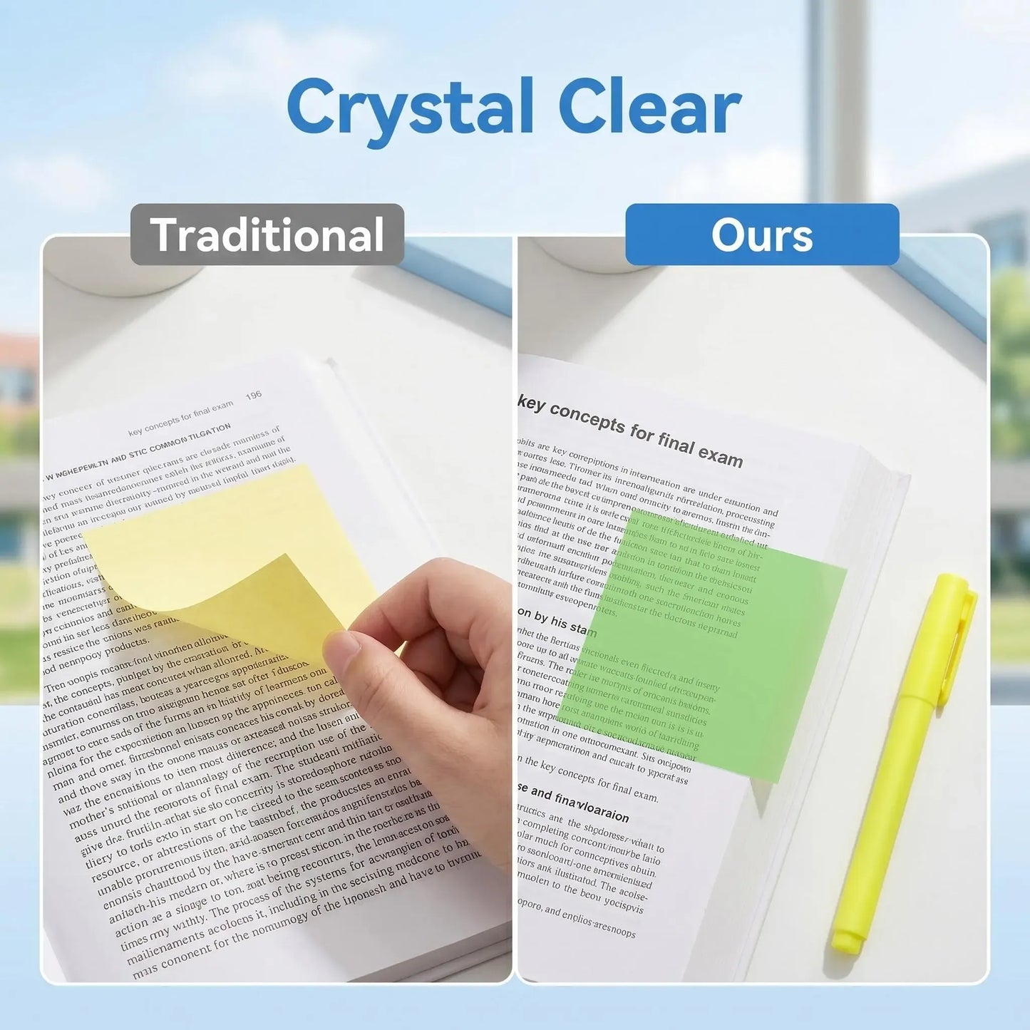 Transparent Pull-Out Glitter Sticky Notes (12 Boxes, 960 Total) - Office Stationery, Back to School Essentials, Student Study Notes, Strong Adhesion, Quality Paper, 80 Per Pad, 50 Reuses, No Residue Desk Accessory, School Supplies Shopping Item