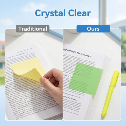 Transparent Pull-Out Glitter Sticky Notes (12 Boxes, 960 Total) - Office Stationery, Back to School Essentials, Student Study Notes, Strong Adhesion, Quality Paper, 80 Per Pad, 50 Reuses, No Residue Desk Accessory, School Supplies Shopping Item