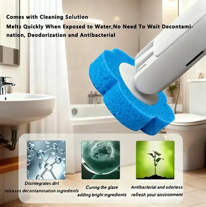Disposable Toilet Brush, Toilet Bowl Wand Holder Set with 24PCS Cleaner Refills