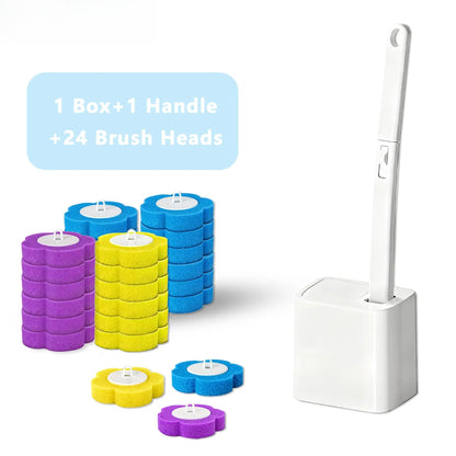 Disposable Toilet Brush, Toilet Bowl Wand Holder Set with 24PCS Cleaner Refills