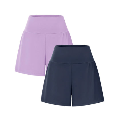 Super High Waisted 2-in-1 InstantCool Yoga Shorts 7" with Pockets Set